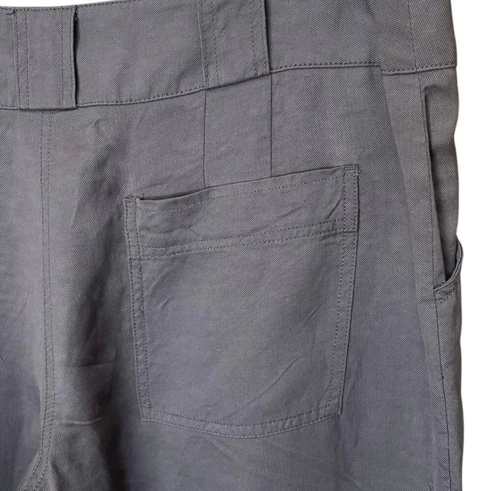 Poetry Linen Viscose Blend US 12 High Rise Wide Leg Pants Grey Minimalist